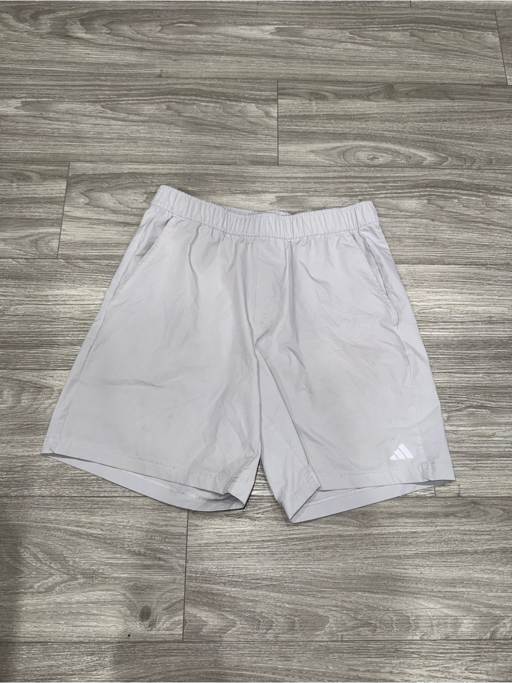 adidas Men's Light Gray Performance Athletic Shorts - Read Description